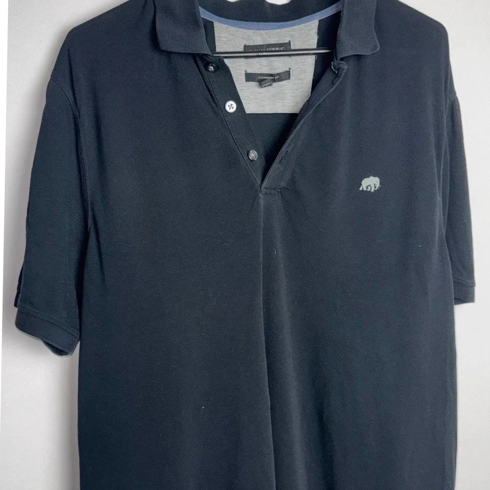 Banana Republic Polo Shirt Pique Cotton Men's Large‎ Blue Elephant Logo Standard
